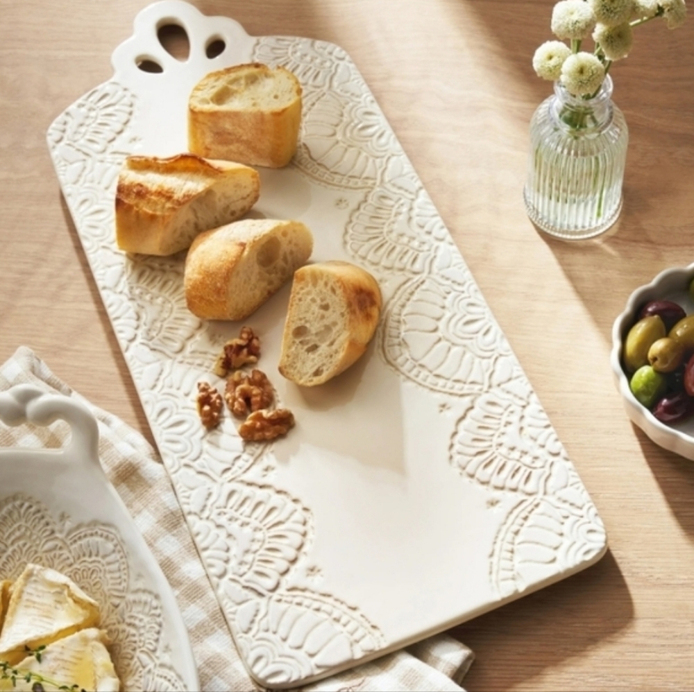 💕 New 2025 Pioneer Woman Vintage Lace  Cream Serving Board
